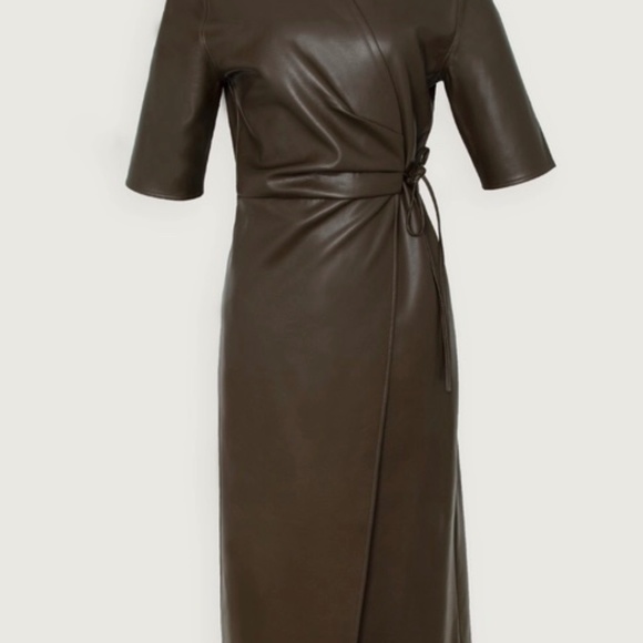 Oak & Fort vegan leather wrap dress. - Picture 1 of 7